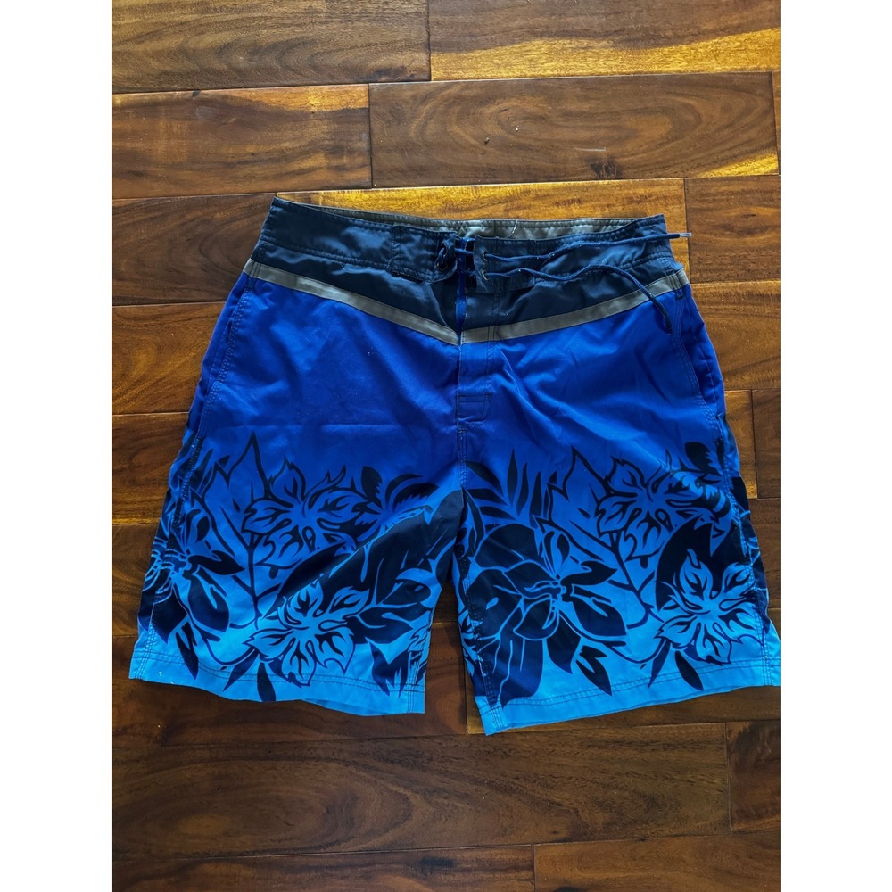 No Boundaries Board Shorts Mens 36 Blue Excellent Hibiscus Floral NB13B001B